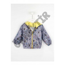 Gri Erkek Çocuk Kapüşonlu Yağmurluk İnce Mont